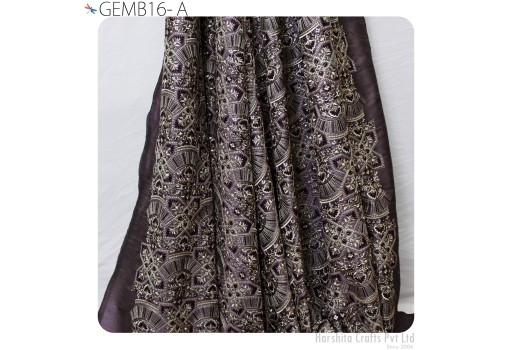 Mauve Color Embroidered Fabric Sewing DIY Crafting by the yard Wedding Dress Costumes Indian Embroidery Cushion Covers Woman Dresses Fabric